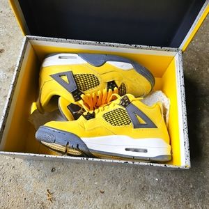 Yellow Kids Nike Jordans, in box